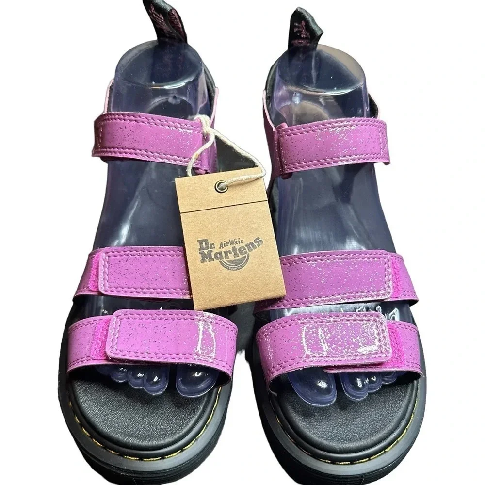 NWT Dr. Martens Junior Klaire Pink Glitter Sandals. Sz: 6